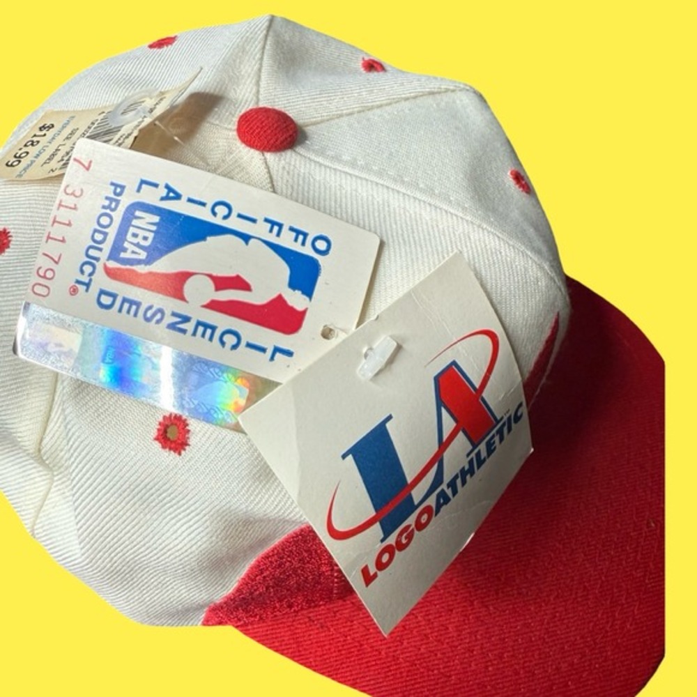 Vintage 90s Houston Rockets NBA Logo Athletic‎ Sharktooth Hat Cap Deadstock NWT
